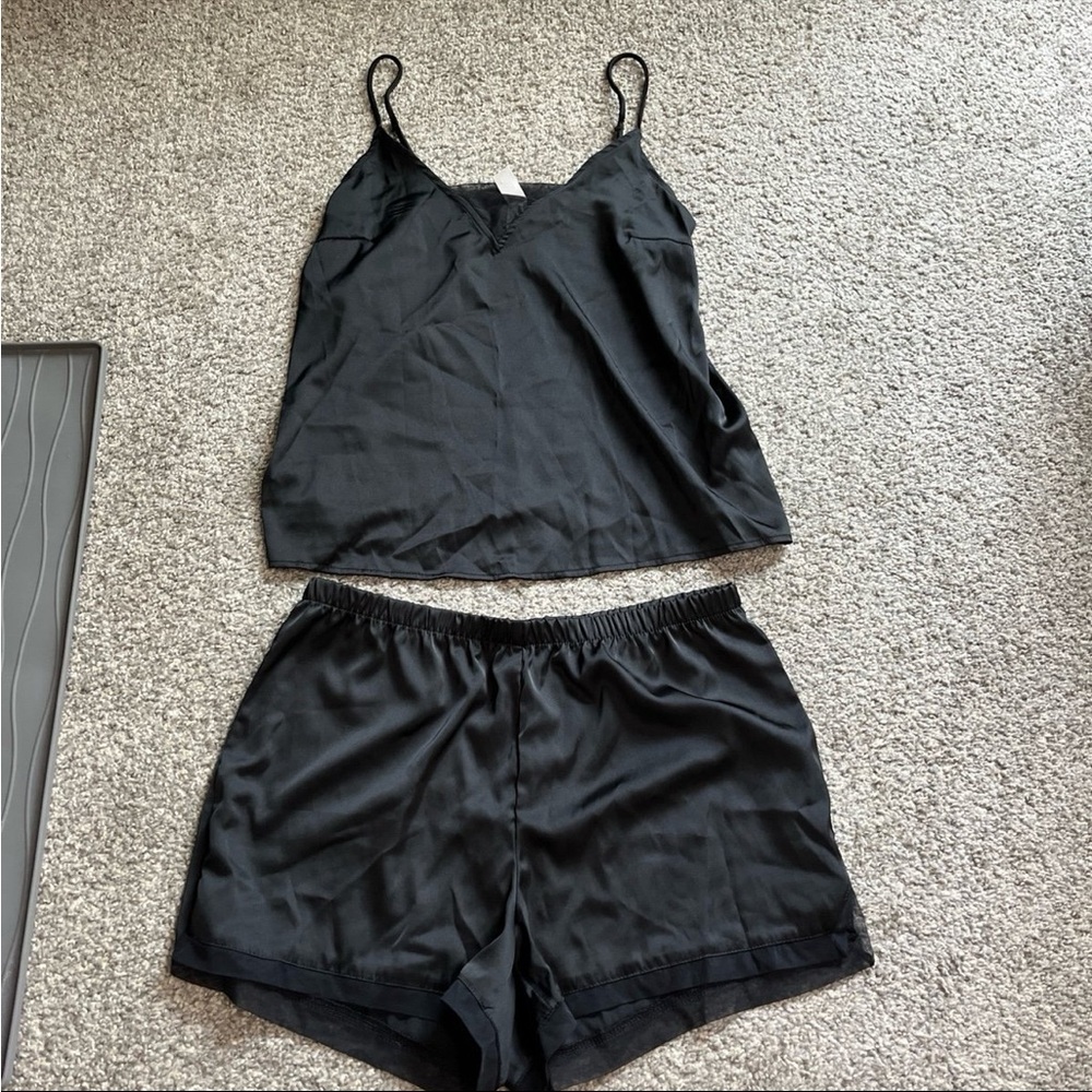 Black satin Women's Sleepwear Set